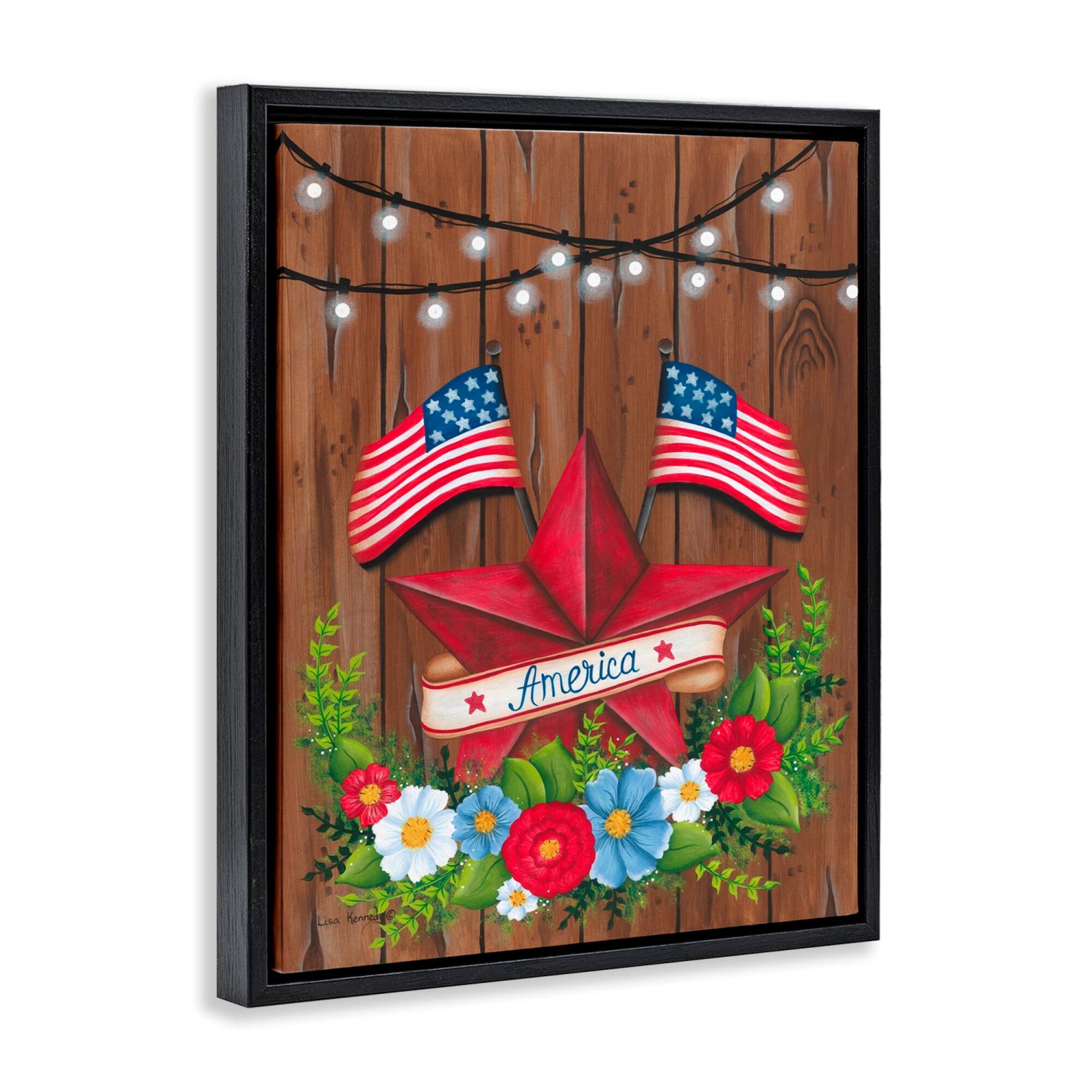 Stupell Industries Americana Country Garland Floater Framed Art
